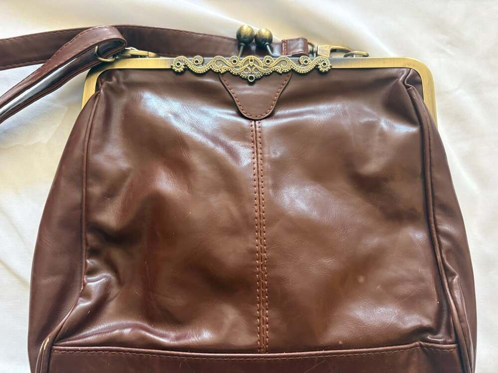 Brown Lock Crossbody Bag